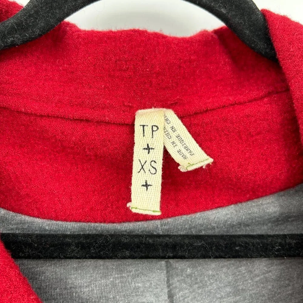 FREE PEOPLE We The Free Red Silver Metallic Wool Double Breasted Coat Jacket XS